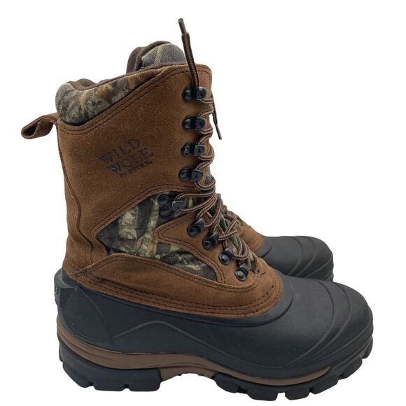 Wild Wolf Rocky Boots Brown Hunting Leather Waterproof Lined Mens Size 8 Wide - Picture 1 of 9